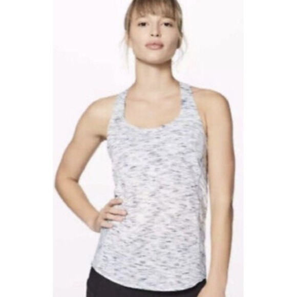 Lululemon Our Sport Tank Tiger Space Dye White Grey Racerback Top Singlet Sz 4 - Picture 5 of 11